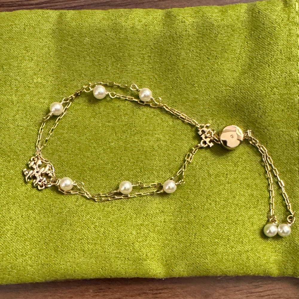 Tory Burch Gold Bracelet with Pearls